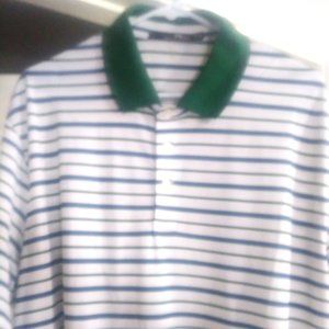 Never Worn: RLX: Polo RALPH LAUREN Custom Fit Men’s Mesh, WHITE w BLUE & GREEN..